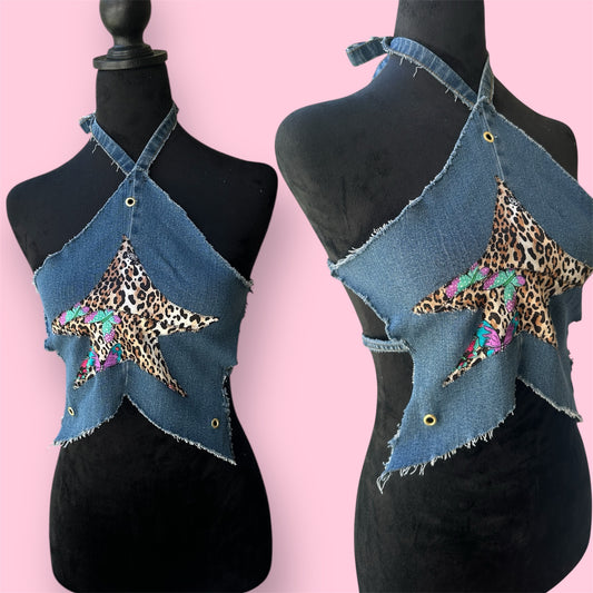 Denim "Star" Halter Top XS/S
